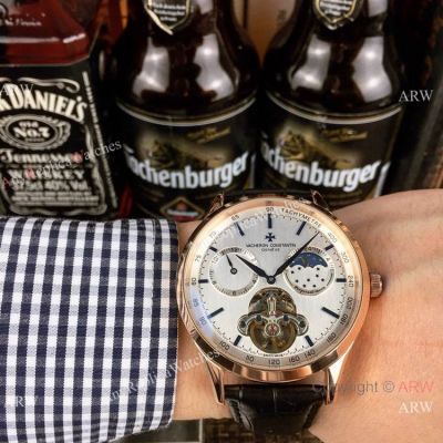 AAA Replica Vacheron Constantin Tourbillon Rose Gold Silver Watches